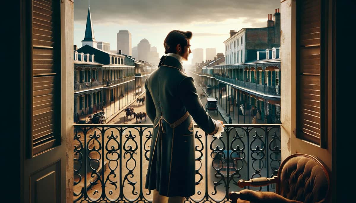 LePrete overlooking the city of New Orleans from his balcony