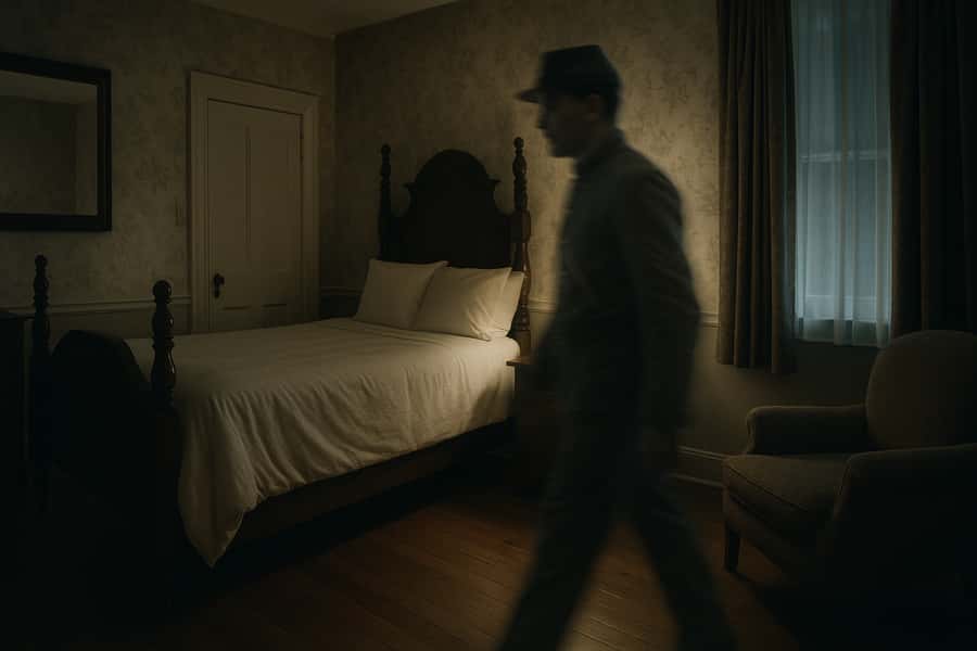 An illustration showing the Ghosts of Soldiers who haunt the Cashtown Inn