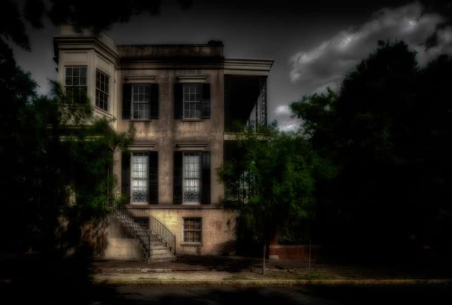 432 Abercorn Street, photographed at night, when the ghosts are said to haunt this home.