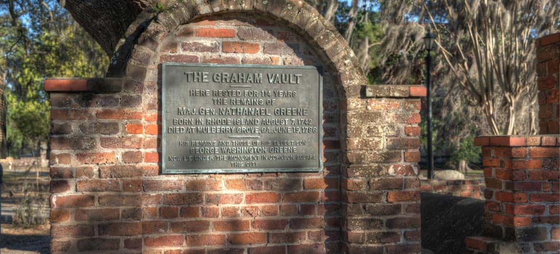 A photo of the Graham Family Vault, which can be found in Savannah's Colonial Park Cemetery.