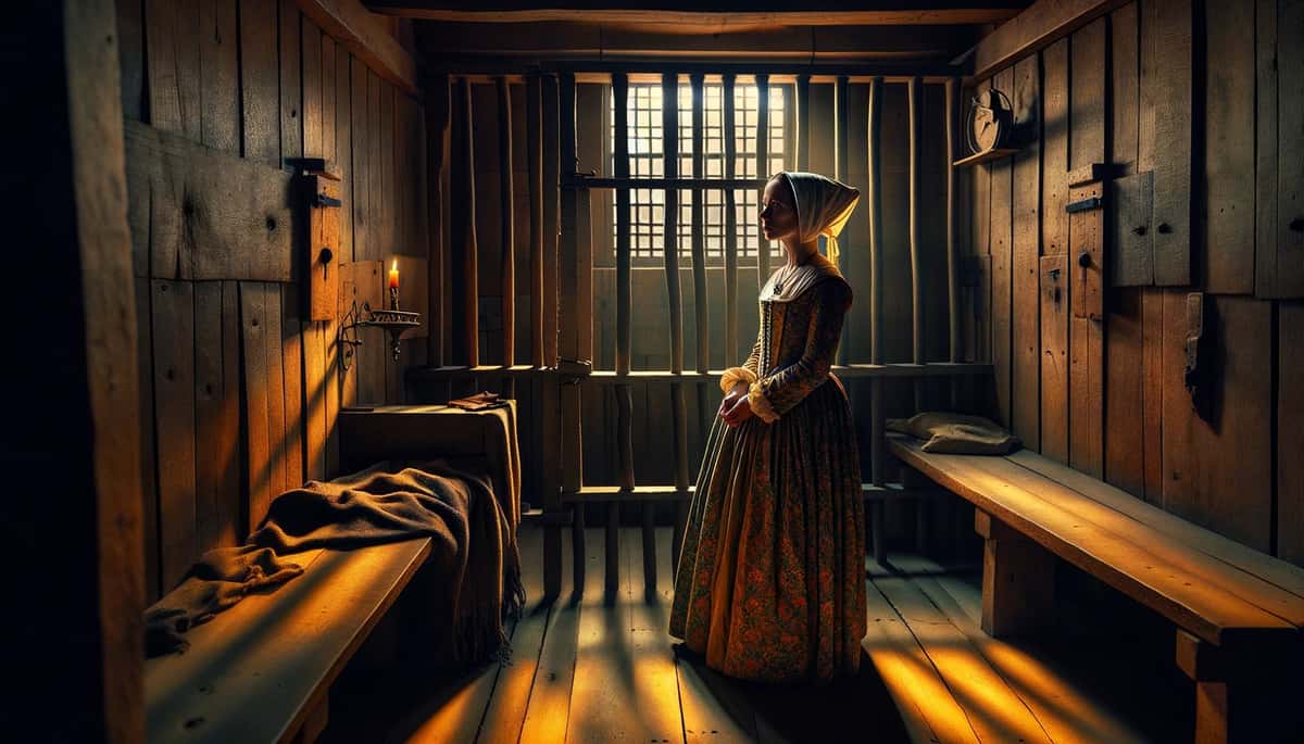 Bridget Bishop in her Jail Cell during the Salem Witch Trials
