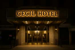 The Cecil Hotel, one of Hollywood's many haunted hotels.