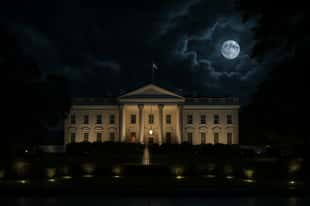 The White House, during a storm in DC, when the ghosts come out to haunt