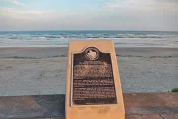 The Historical Marker, located where the St. Mary's Orphanage was located, where ghosts are said to haunt Galveston