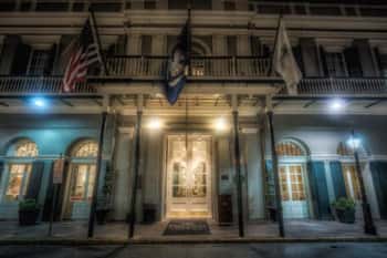 The entrance of the Bourbon Orleans Hotel, where many ghosts are said to haunt the ballroom and guest rooms