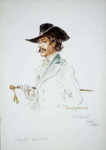 Uno de los primeros bocetos del pirata Jean lafitte.
