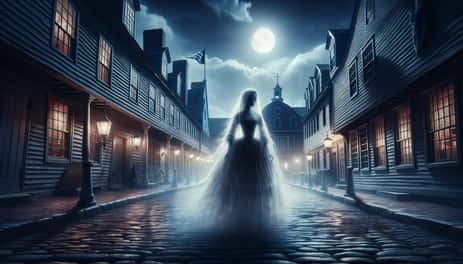 The dark streets of Boston, where our Ghost Tours take place..