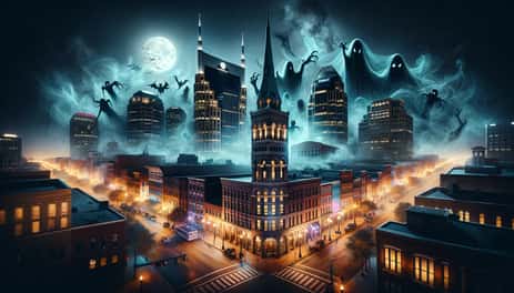 Downtown Nashville, where many of the reported haunted buildings and homes in Nashville are located..