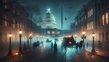 The scene in Washington DC after the sun goes down and people start looking for the Ghosts which haunt the Capital.