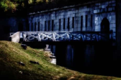 One of the Bridges into Fort Warren, which many think is one of Boston's most haunted places you can visit.