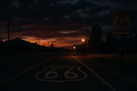 Route 66 at night, in Flagstaff, when the ghosts come out