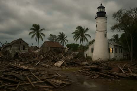 An illustration of the devastation from the 1846 hurricane in Key West