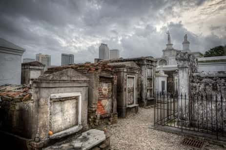 New Orleans is well known for its haunted cemeteries, like the pictured St. Louis Cemetery No. 1