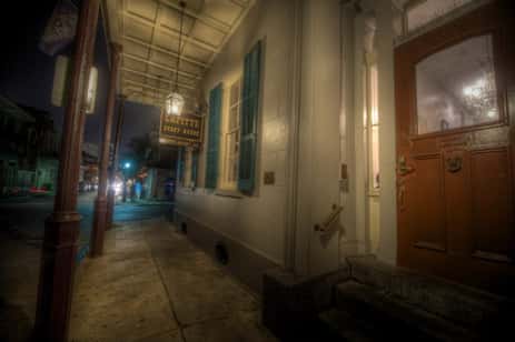 The haunted Hotel, Lafitte Guest House, on Bourbon Street in New Orleans