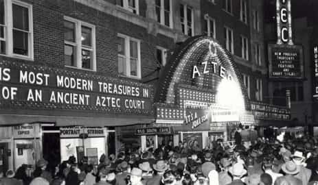 Photo of the outside of the Aztec Theatre