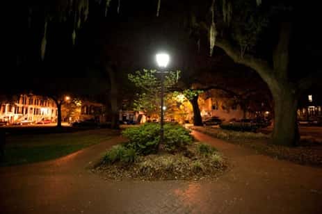 Calhoun Square, one of the stops on this tour where a secret, haunted cemetery is located.