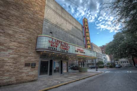 The exterior of the Savannah Theatre, one of the most haunted places in Savannah Georgia