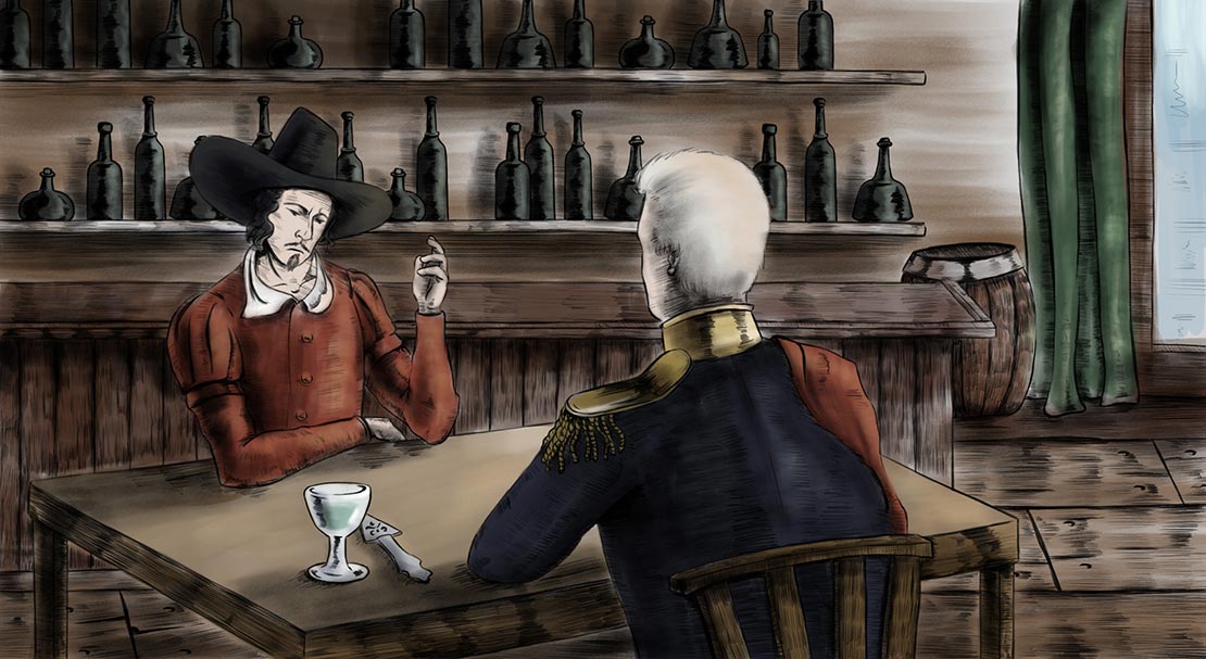 Jean Lafitte meeting Andrew Jackson in New Orleans