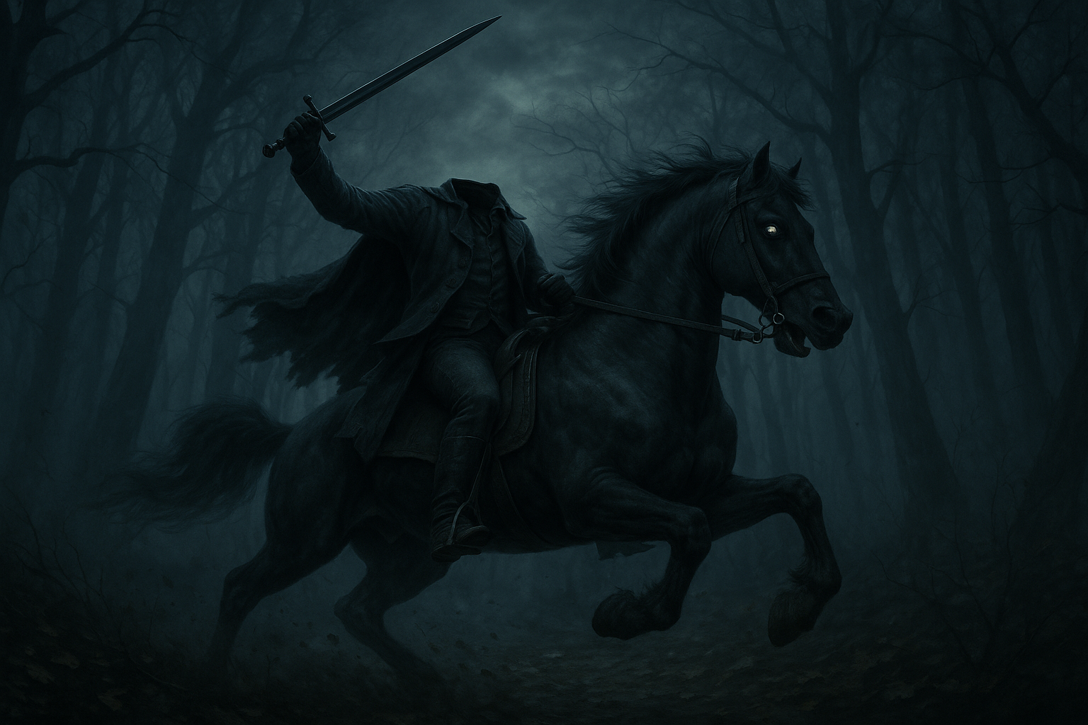 An illustration of the Dullahan, otherwise known as the Headless Horseman