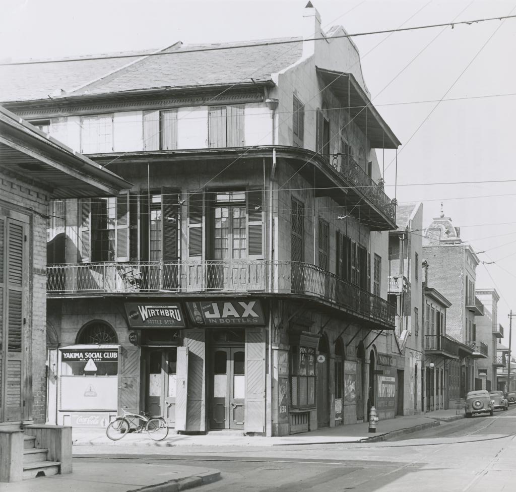 A photo of 841 Bourbon Street from the early 1900s, which is located in the French Quarter neighborhood of New Orleans Louisiana