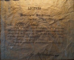 A photo of the first brothel license in Haunted New Orleans, Ghost City Tours.