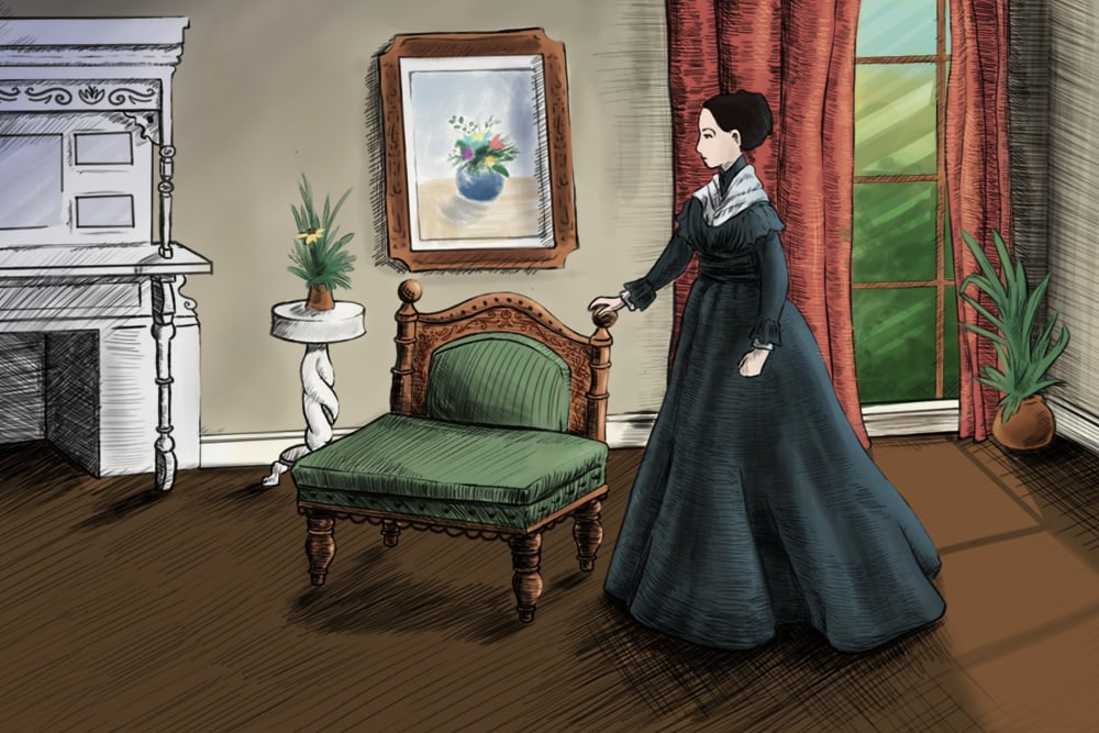 Un retrato de Delphine LaLaurie en su mansión