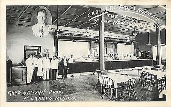An old postcard from the Cadillac Bar, which is located in San Antonio Texas
