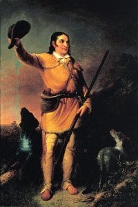 A 19th century oil painting of Davy Crockett, painted by John Gadsby Chapman