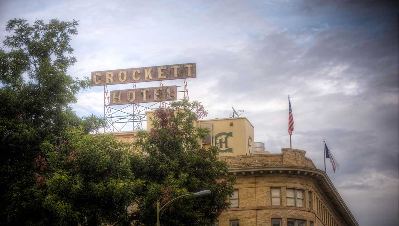 The haunted Crockett Hotel, in San Antonio Texas