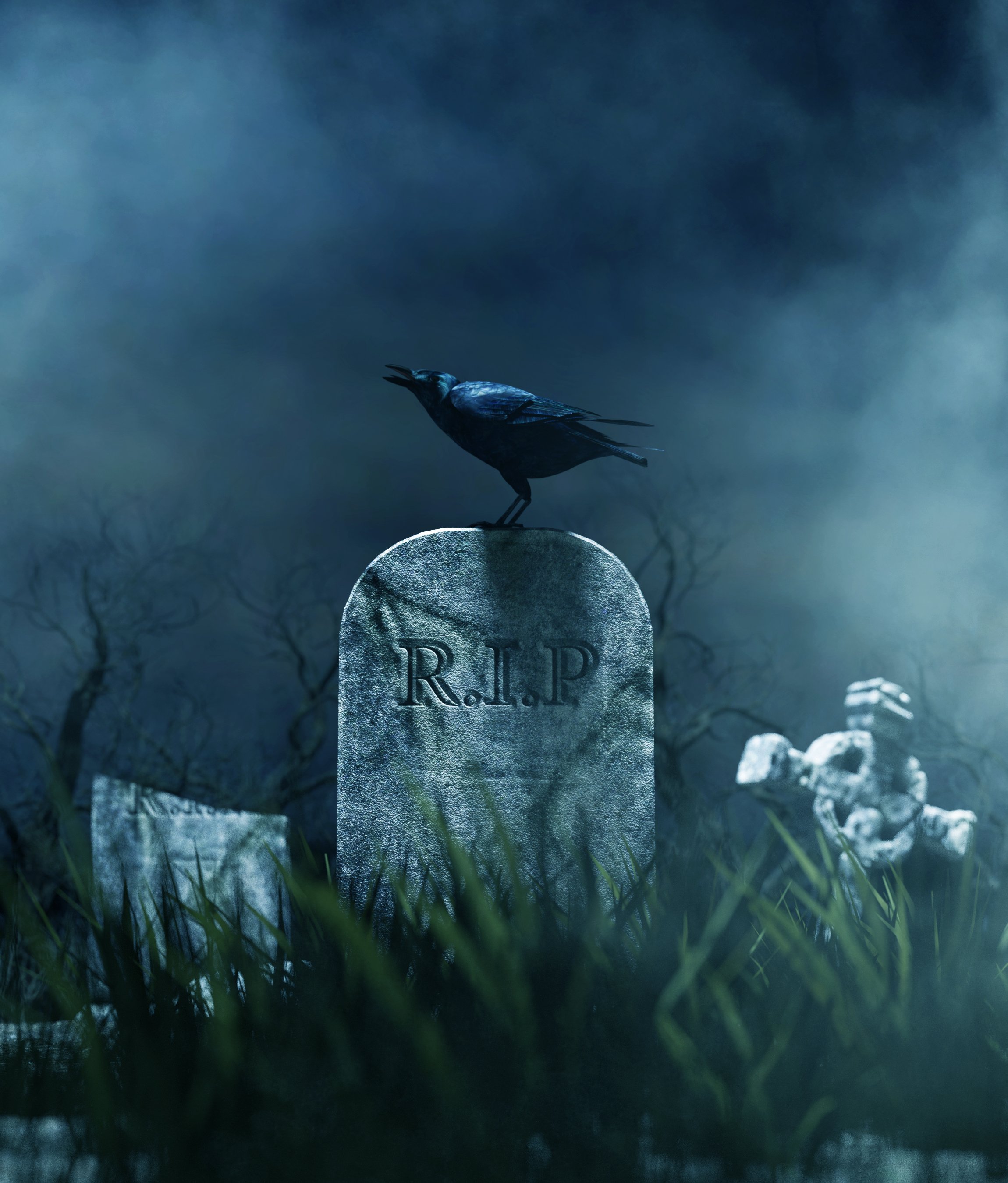 A Spooky Cemetery on Halloween